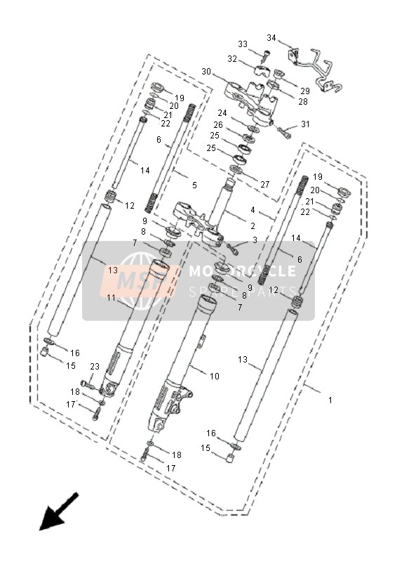 Yamaha DT50R-SM 2011 Forcella anteriore per un 2011 Yamaha DT50R-SM